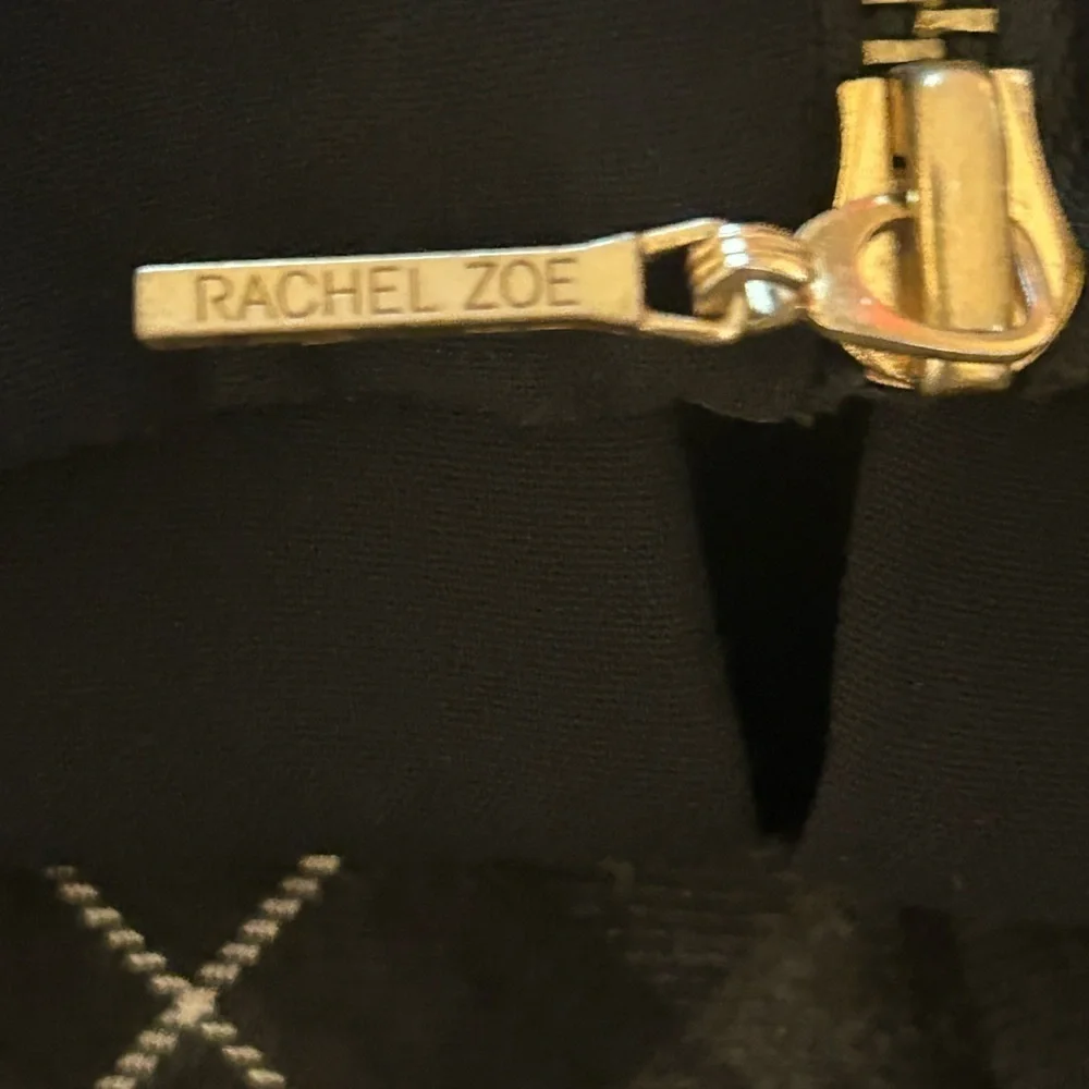 🍀 3 for $25 Rachel Zoe Black Mini Dress w/Pleated Plaid Skirt Size 4 Keyhole